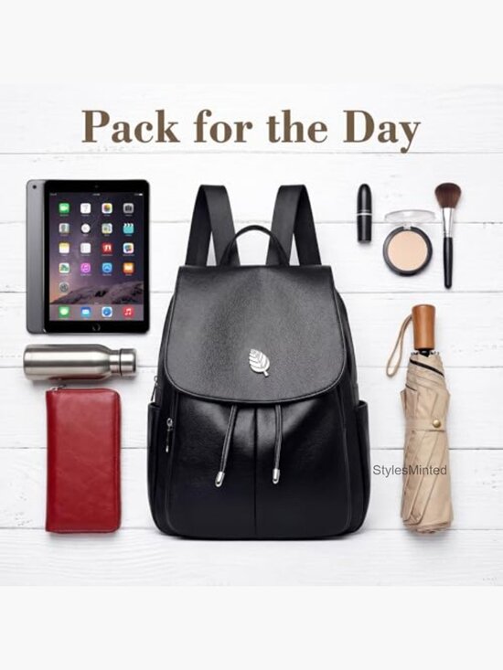 Small Leather Backpack Purse for Women Casual Travel Daypack